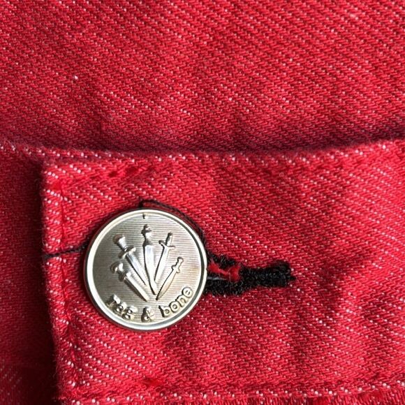 RAG & BONE NWT ASH JEAN BULL RED HIGH RISE TAPERED BARREL LEG JEANS Size: 28 - Picture 5 of 10